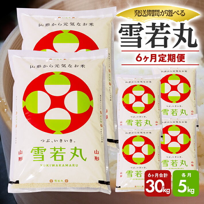 【ふるさと納税】≪6ヶ月定期便≫ 雪若丸 5kg×6ヶ月連続 計30kg 山形県庄内産 ご希望期間の毎月下旬頃お届け 東北 遊佐町 庄内地方 庄内平野 米 お米 精米 白米 庄内米 ごはん ご飯 セット 連続定期便 ブランド米