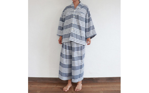 
                  はくすうパジャマ　（ボーダー・白）【寝巻 オーガニック 男女兼用 肌に優しい ガーゼ ストライプ  おすすめ 広島県 尾道市】
                