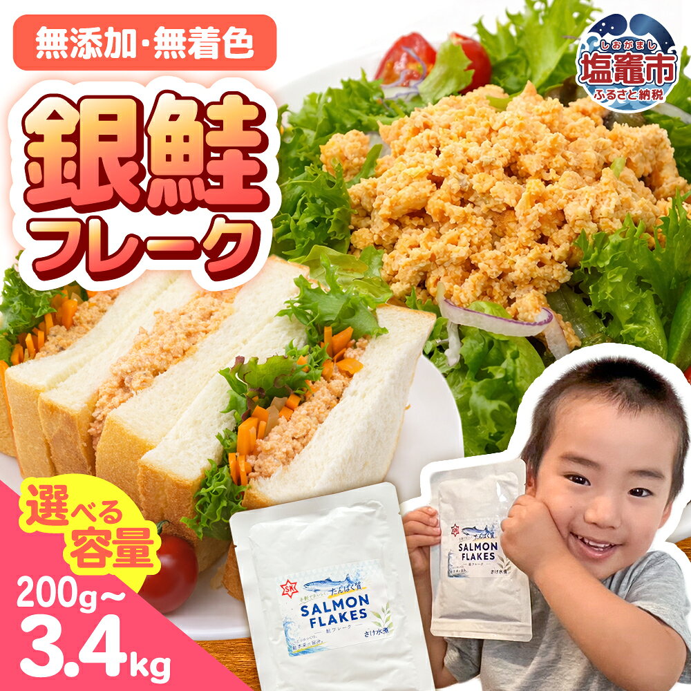 【ふるさと納税】鮭フレーク 無添加 パック パウチ 選べる容量 100g / 200g 銀鮭 しゃけ さけ サケ 鮭 子ども 焼き鮭 無着色 小分け 常温 非常食 防災 アウトドア 長期保存 人気 おにぎり おかず 離乳食 介護食 ご飯のお供 家庭用 便利 簡単 備蓄 宮城県 塩竈市 塩釜市