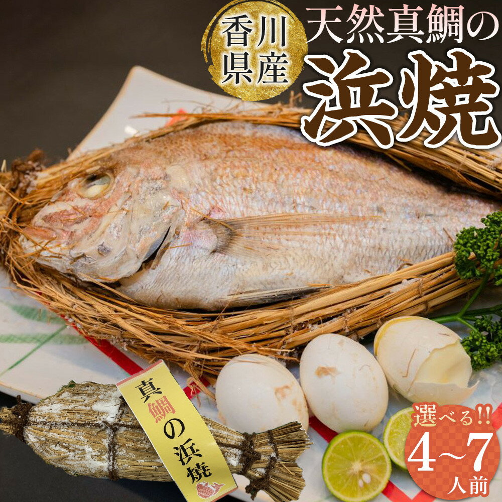 【ふるさと納税】【容量が選べる】天然真鯛の浜焼1尾（4人～7人前） | 蒸し上げ 逸品 ゆで卵 3個 瀬戸内海 食塩 鶏卵 冷蔵 坂出の塩 酒のあて アレンジ 鯛めし 水産品 ハレの日 お祝い料理 シンプル 深い味わい お取り寄せグルメ グルメ 海鮮 香川県 高松市 送料無料