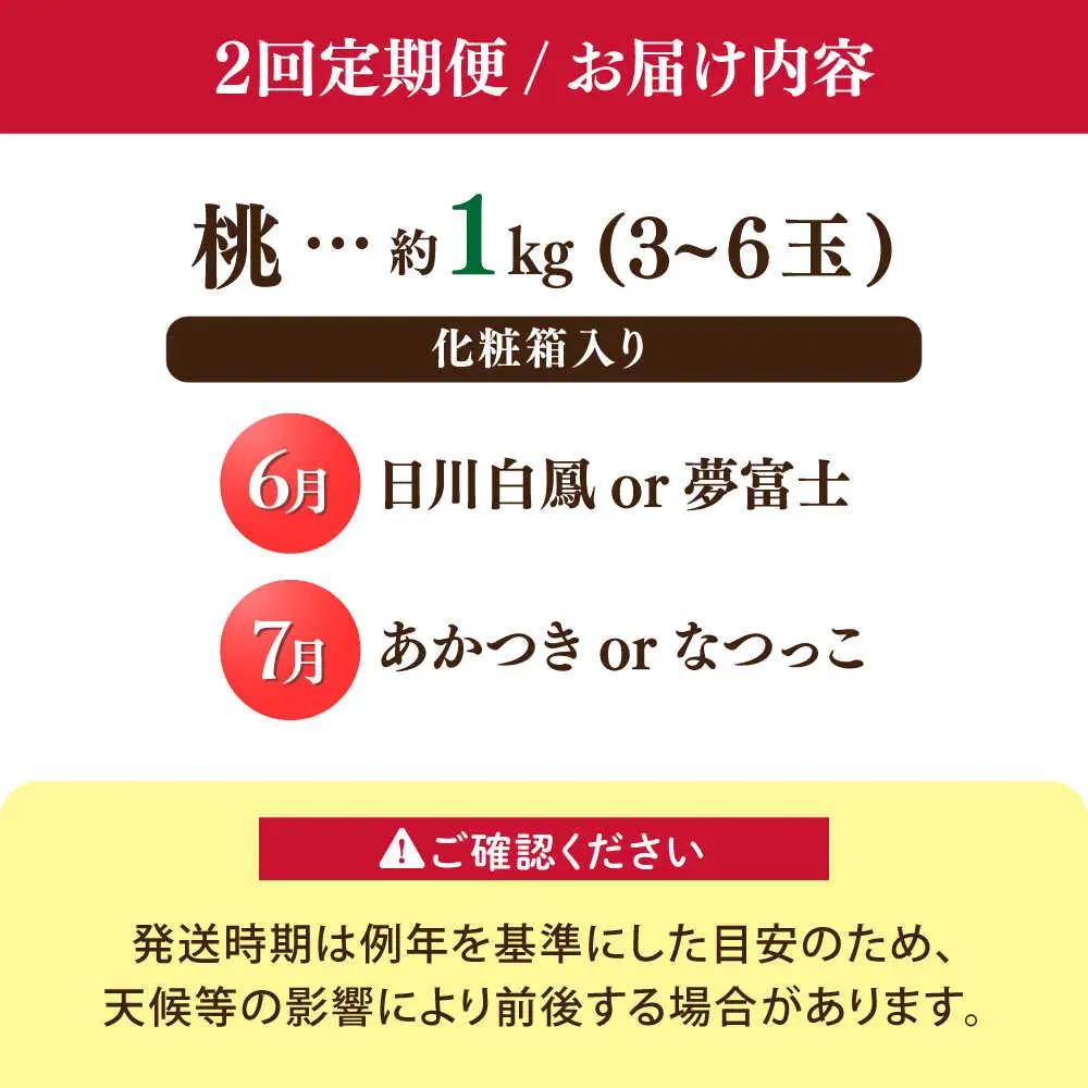 【2027年6月-発送】【2回定期便】南島原の桃を食べ比べ 化粧箱入り 計2kg 日川白鳳 夢富士 あかつき なつっこ / 桃 もも ハウス桃 フルーツ 果物 / 南島原市 / ふくはちファーム[SB