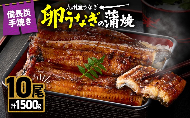 
                  1645-1 九州産 卵うなぎ 備長炭手焼 『鯉家匠うなぎ』の蒲焼 10尾計1500g　KN029-005-05
                