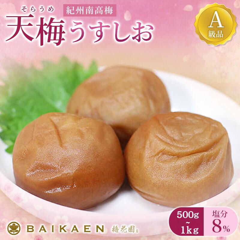 【ふるさと納税】紀州南高梅 天梅(そらうめ)うすしお 塩分約8％ 【容量選べる】500g～1kg A級品 大粒5Lサイズ / 梅干し 梅干 うめぼし 南高梅 国産 梅 うめ ウメ 健康 ご飯のお供 和歌山県 田辺市