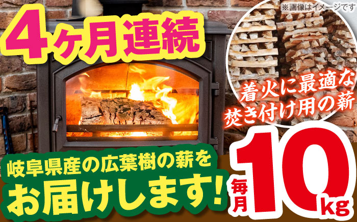 【4回定期便】岐阜県産 薪（焚き付け用）10kg ナラ ミックス / 薪 まき マキ 薪ストーブ 10kg 乾燥 広葉樹 ナラ キャンプ きゃんぷ BBQ バーベキュー / 恵那市 / JFP日本森林