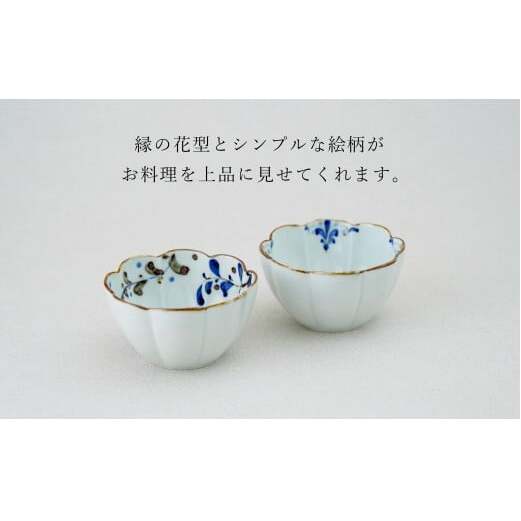 有田焼 花弁小鉢 Lサイズ 絵変わり 2点セット 【皓洋窯】食器 手描き うつわ 器 かわいい 花形 お家カフェ カフェ A20-624_イメージ2