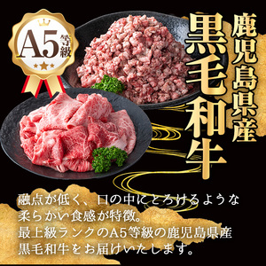 鹿児島県産A5等級黒毛和牛粗挽きひき肉（ミンチ）(計1.2kg) 黒毛和牛 冷凍 牛肉【KNOT】 A713
