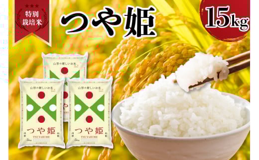 令和7年産 山形県産 特別栽培米 つや姫 15kg ( 5kg × 3袋 ) 精米 白米 2025年産 産地直送 山形県 米沢市