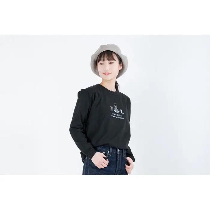 《1》レディースL・メンズS～M　TimeロングTシャツ　BLACK