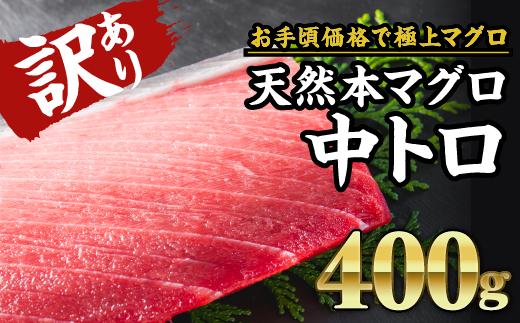 
訳あり 天然本マグロ 中とろ柵 約400g ＜お試し商品＞　CH-95
