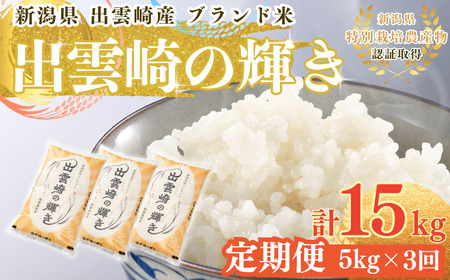 新米 新潟県産 コシヒカリ ブランド米 「出雲崎の輝き」 5kg×3か月 出雲崎 令和7年産 定期便 合計15kg | コシヒカリ