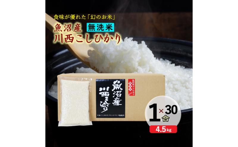 令和８年産米　先行予約【無洗米】魚沼産川西こしひかり1合×30袋＜令和8年10月下旬～発送予定＞