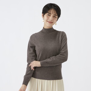 日本製 カシミヤ100% レディース ハイネックセーター モカブラウン 2Lサイズ