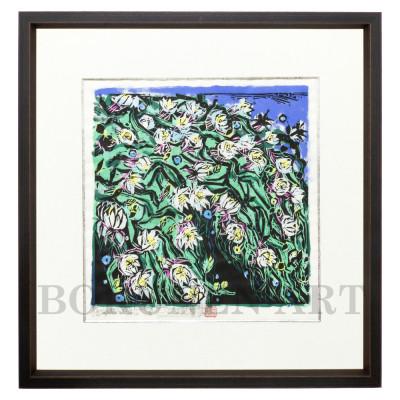 ふるさと納税 伊是名村 【名嘉睦稔・木版画】夜を待って サイズ大