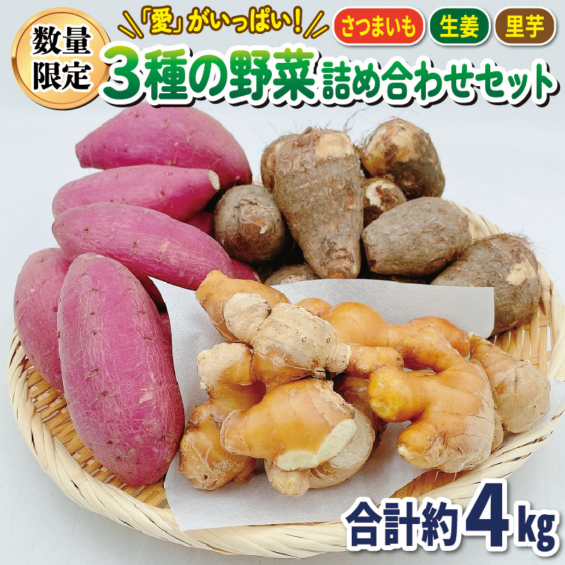 
3種の野菜 詰め合わせ セット 4kg さつまいも しょうが 里芋 3種類 各月50セット限定 発送期間: 1月上旬~2月下旬
