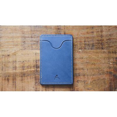 ふるさと納税 栃木市 【minca】栃木レザーのタテ型パスケース 定期入れ パスホルダー01/ブルー　694