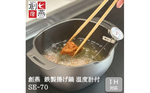 創燕 鉄製揚げ鍋 (楕円)温度計付 SE-70 FC016275