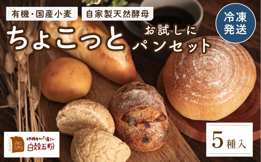 
            お試しちょこっとパンセット 5種入り　天然酵母 国産小麦 有機 オーガニック パンセット 詰め合わせ お試し 冷凍
          