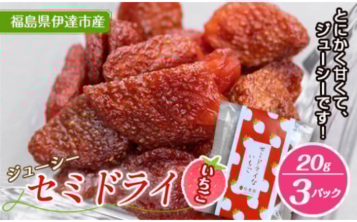 セミドライいちご 20g 3パック入り  お菓子 菓子 食品 F20C-534