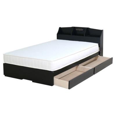 ふるさと納税 知立市 【組立付き】K321ダブルベッド(ブラック)ポケットコイルマットレス付(1331)