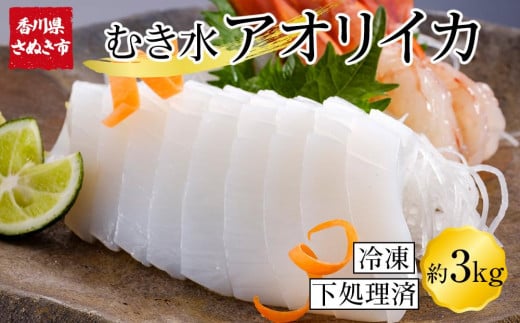 むきあおりいか 約3kg (1kg×3) 下処理済 冷凍 小分け【アオリイカ いか イカ 刺身 お造り 海鮮 魚介 いかソーメン】