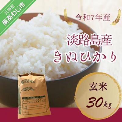 ふるさと納税 南あわじ市 令和7年産新米　淡路島産キヌヒカリ　玄米30kg