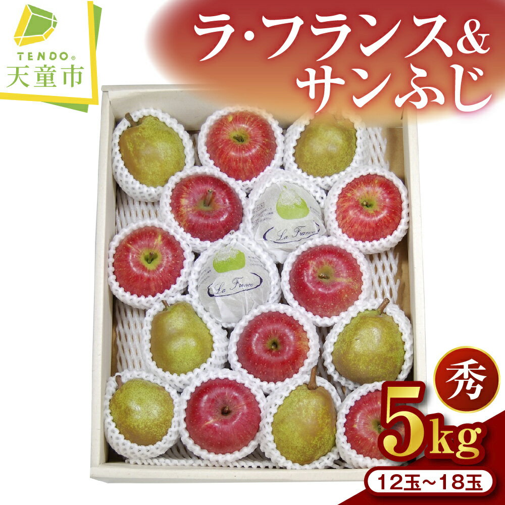 【ふるさと納税】【数量限定】ラ・フランス & サンふじ 詰合せ 5kg 令和8年産 先行予約 2026年 ふじ りんご ラフランス 洋梨 西洋梨 果物 フルーツ 秀 各 6玉 〜 9玉 ご家庭用 のし 贈答 ギフト プレゼント お取り寄せ 旬 秋 冬 送料無料 【 山形県 天童市 】