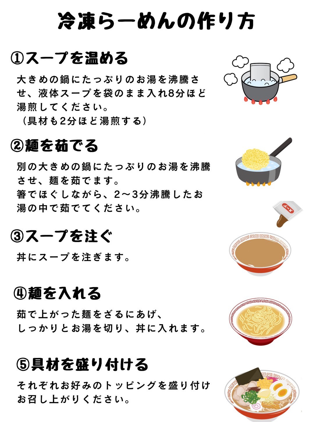 冷凍らーめんの作り方