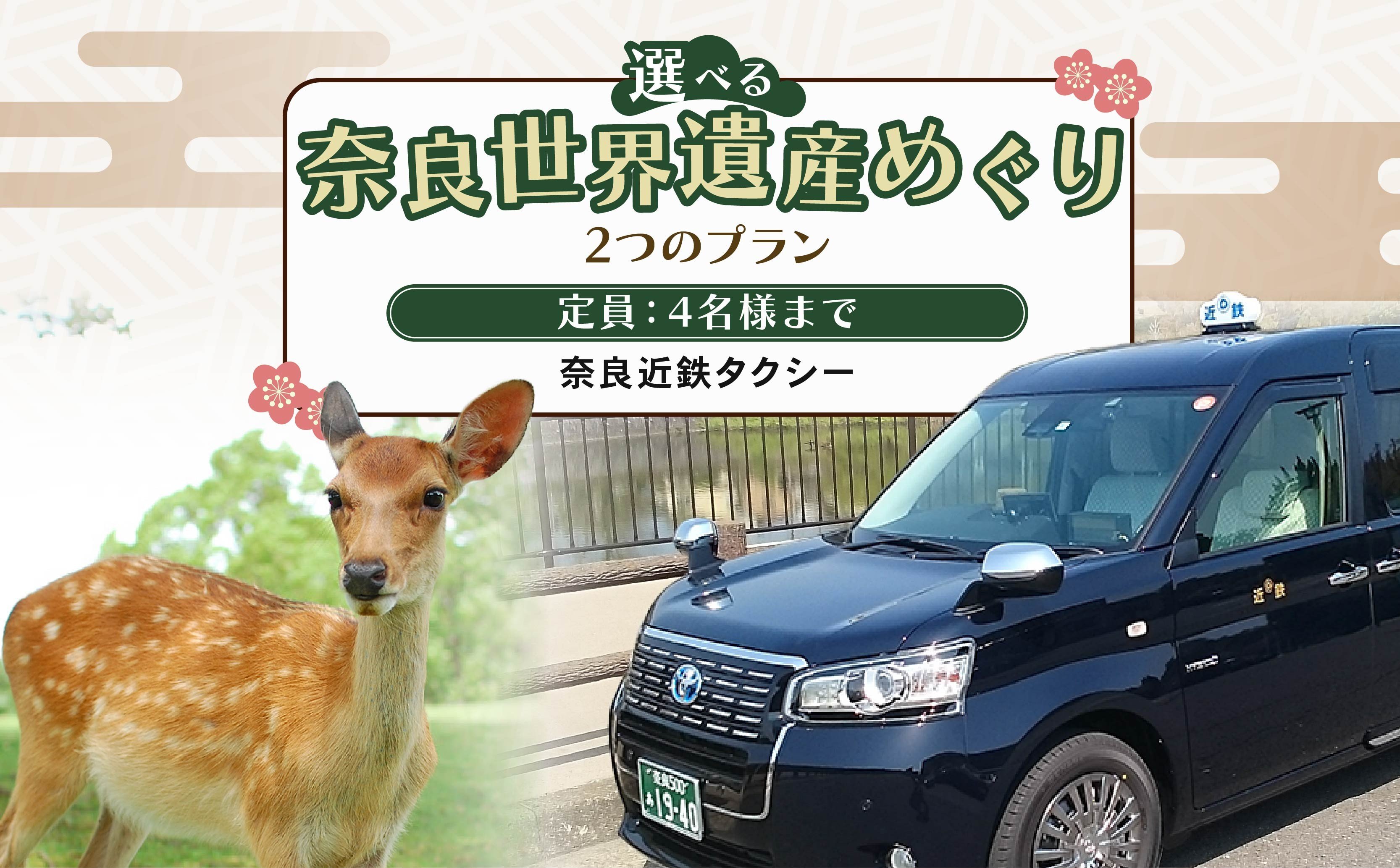 
            【選べる】 貸切観光タクシー 3時間 5時間 奈良市内・世界遺産めぐりプラン フリープラン タクシー 観光 薬師寺 唐招提寺 平城宮跡 興福寺 猿沢池 浮見堂 飛火野 春日大社 東大寺 ドライブ 奈良県 奈良市 なら 
          