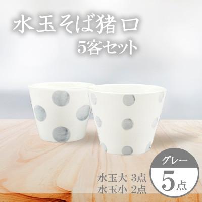 ふるさと納税 川棚町 【グレー】水玉 そば猪口 5客セット 【長崎慈光園】