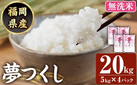 
                  ≪令和8年産≫【無洗米】【食味鑑定士厳選】福岡県産 夢つくし(計20kg・5kg×4袋) 白米 無洗米 米 お米 おこめ ごはん ゆめつくし ご飯 常温 福岡県産 ブランド米 常温 常温保存 【ファインリョーコク】as34-009
                