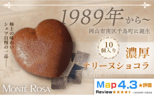 【ハート型の濃厚ショコラスイーツ】モンテローザ テリーヌショコラ（10個セット）×1セット｜バレンタイン ギフト 洋菓子 焼き菓子 チョコレートケーキ 誕生日 お祝い 岡山県 岡山市