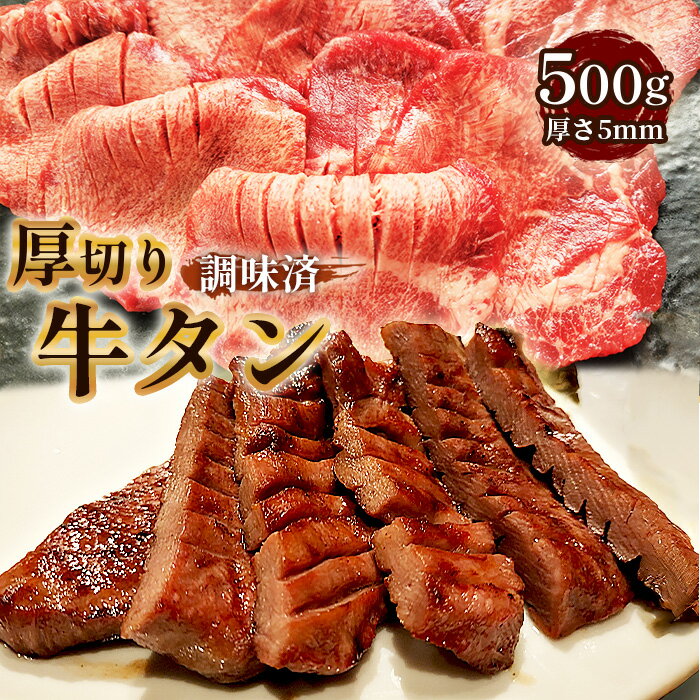 【ふるさと納税】No.206 仙台風厚切り牛タンスリット5mm厚　500g ／ 厚切り 柔らかい 簡単調理 牛肉 肉 送料無料 愛知県