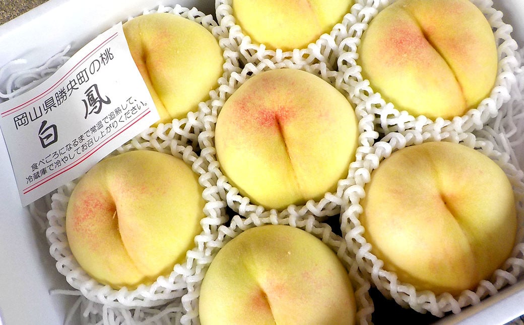 岡山県産 白桃（白鳳） 2kg箱（6～8玉）