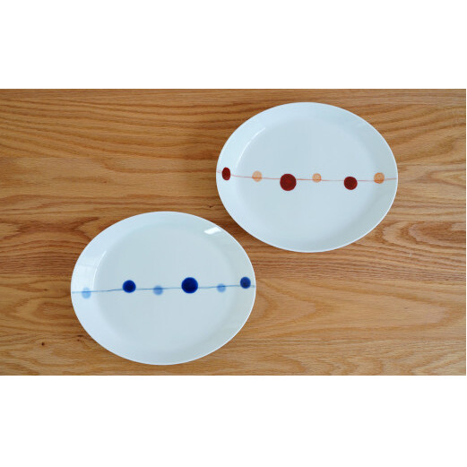 有田焼 藍土オリジナルオーバルプレート/青玉・赤玉ペアセット【藍土】 A30-254_イメージ3