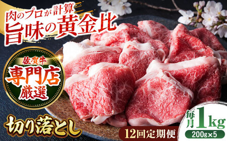 【全12回定期便】佐賀牛 切り落とし 1kg (200g×5パック) HAA082 切り落とし 国産 和牛 牛肉
