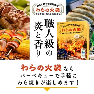 【食欲そそる、職人級の炎と香り】袋ごと燃やす速炎構造 「わらの火袋」 100g×2袋 《世界農業遺産 大崎耕土 純国産稲わら100%使用》 ｜ BBQ バーベキュー キャンプ 藁焼き わら焼き 肉 魚