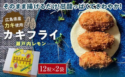 
広島県産 カキフライ(瀬戸内レモン)12粒×2袋 かき 牡蠣 冷凍 福山市 ふるさと納税 F24L-279
