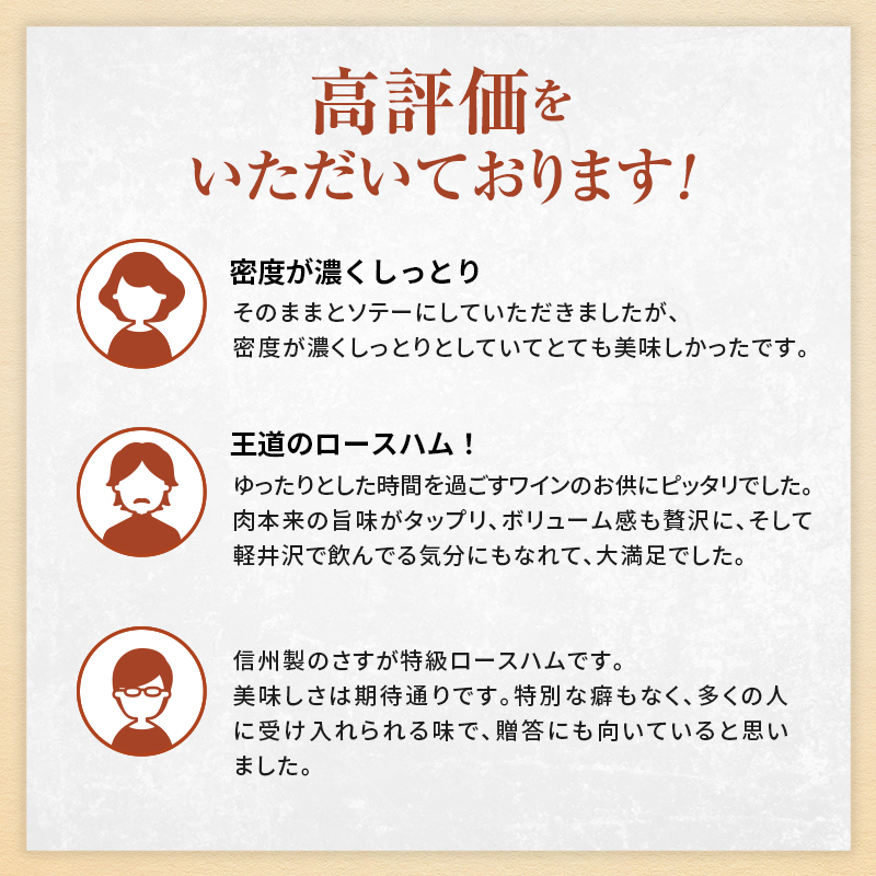 【寄附額改定】爽やか信州軽井沢 特級 ロースハム 700g 信州