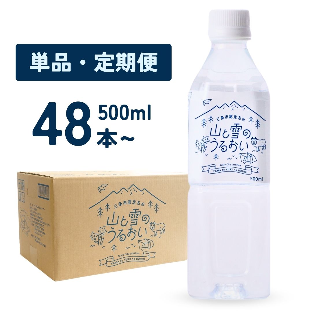 【ふるさと納税】ナチュラルミネラルウォーター 山と雪のうるおい 500ml×48本 選べる定期便(3か月、6か月、9か月) 軟水 天然水 湧水 ミネラルウォーター 防災用品 防災グッズ【014S061】