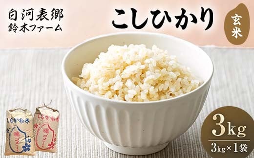
            令和7年産米 白河表郷 コシヒカリ 玄米 3kg 米 コメ ごはん ご飯 食品 F24R-199
          
