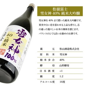 SB0312　松嶺富士 純米大吟醸 雪女神 40％精米　1800ml×1本