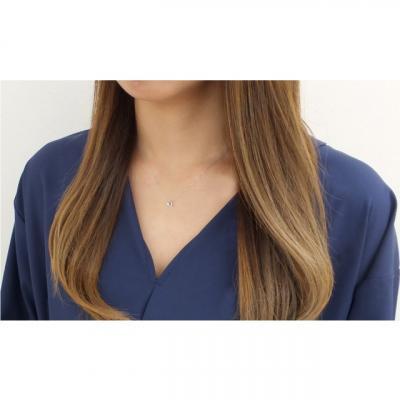 ふるさと納税 甲府市 【K10WG】1粒 ダイヤモンド ムーン プチネックレス　J-512 |  | 01