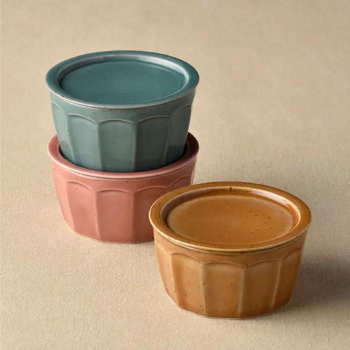 【波佐見焼】カラートリオ蓋物 小皿 カップ  スープカップ  食器 皿 【舘山堂】 [RC10] 波佐見焼
