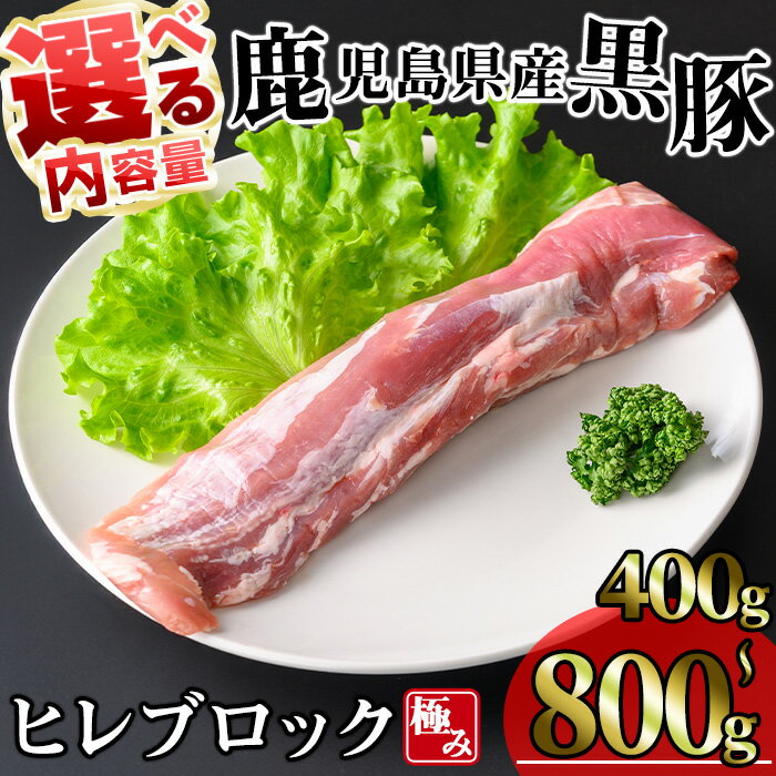 【ふるさと納税】＜内容量が選べる！＞かごしま味わい黒豚 極みヒレ肉 (400g～800g) 黒豚 鹿児島県産 豚 鹿児島県産黒豚 極み 冷凍 ヒレ ブロック ヒレ肉 【KNOT】