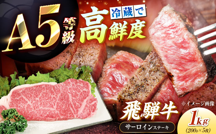 【チルド（冷蔵）発送！】 「飛騨牛」 A5等級 サーロインステーキ 200g×5枚 / 牛肉 焼肉 鉄板焼き 網焼き BBQ / 恵那市 / 東美濃農業協同組合 [AUFX014]