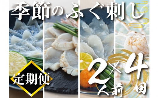 【定期便4回】季節のふぐ刺し 2人前 (本場 下関 ふぐ 河豚 フグ刺し ふぐ皮 関門ふぐ とらふぐ 鮮魚 冷凍 刺身 定期便 )