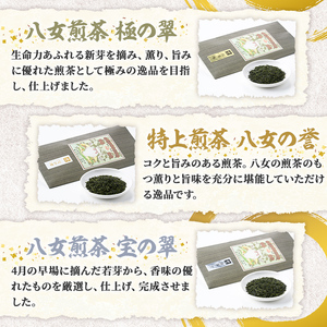 八女茶煎茶セット 極・ 誉・宝の翠 (合計3本・各45g) 八女茶 緑茶 せん茶 お茶 福岡 やめ 常温 常温保存 セット 飲み比べ 【くしだ企画】as44-005