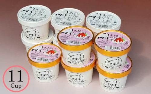 【カップアイス2種11個セット】さかわの地乳（ぢちち）あいす6個・いちご地乳あいす5個