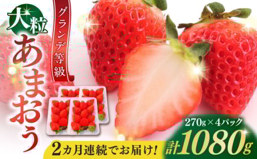 【全2回定期便】【2026年1月中旬より順次発送】 あまおう いちご 1080g (約270g×4パック) 吉富町/株式会社HSP-テクノ [BGBQ003] いちご あまおう 苺 イチゴ いちごあまおう 果物 くだもの フルーツ 甘い 福岡県 いちご定期便