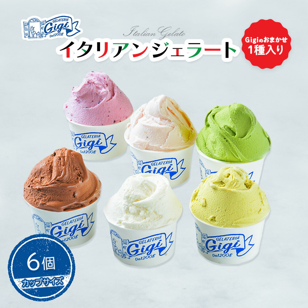 【ふるさと納税】ジェラテリアGigiのイタリアンジェラート6種(Gigiのおまかせ1種入り）【カップサイズ6個】牛乳 ピスタチオ チョコレート ブルーベリーヨーグルト 12000円 12,000円 Gigiが選ぶおまかせジェラート ジェラ【43003201】